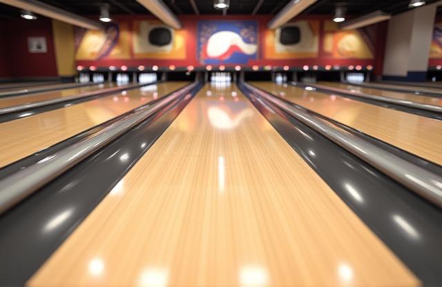 Interior view of Strike Zone Bowling lanes