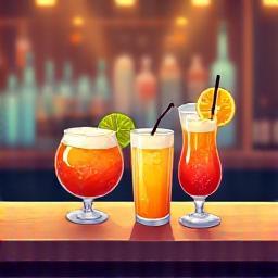 Refreshing drinks at a bar