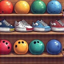 Bowling ball display in a pro shop