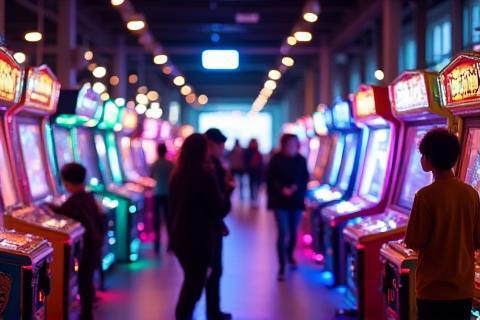 View of the arcade game area with colourful machines