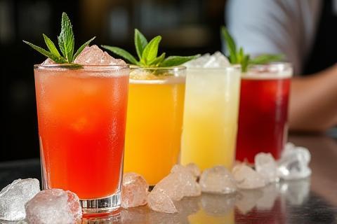 Drinks being served at the bar area