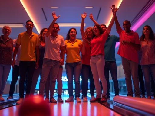 Group of league bowlers celebrating